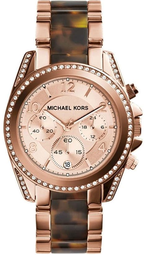 michael kors blair rose gold tortoise shell watch|michael kors petite lock bracelet.